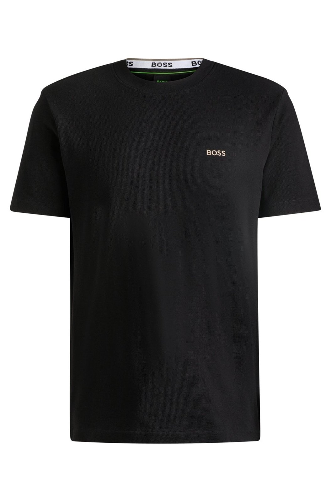 Camiseta De Algodão Piqué Com Colarinho Oxford-Jacquard