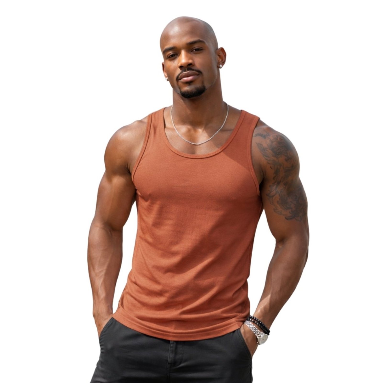 Camisa Regata Masculina de Algodão Camiseta Gola Redonda Lisa