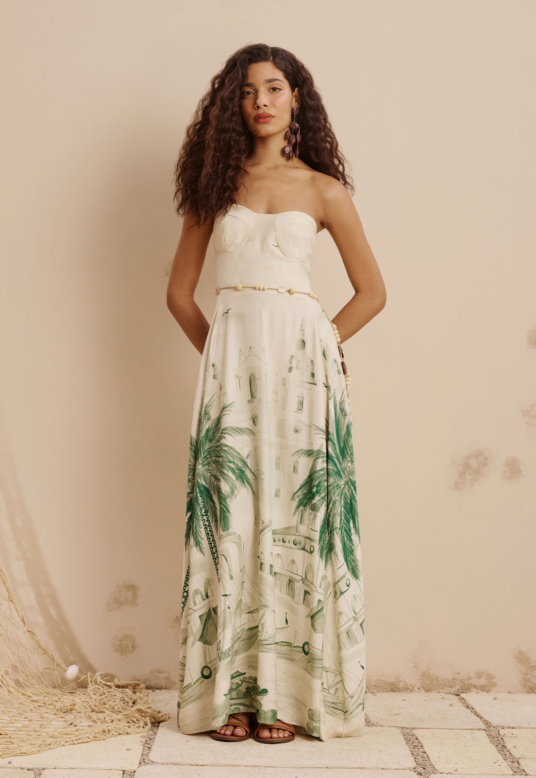 Vestido Longo Tomara que Caia Estampado Belém