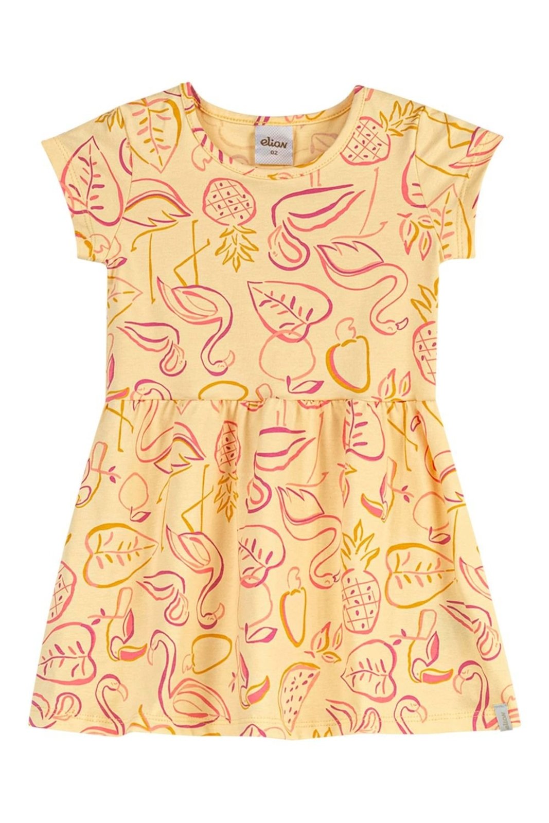 Infantil - Vestido Menina Desenho Tropical Elian Amarelo