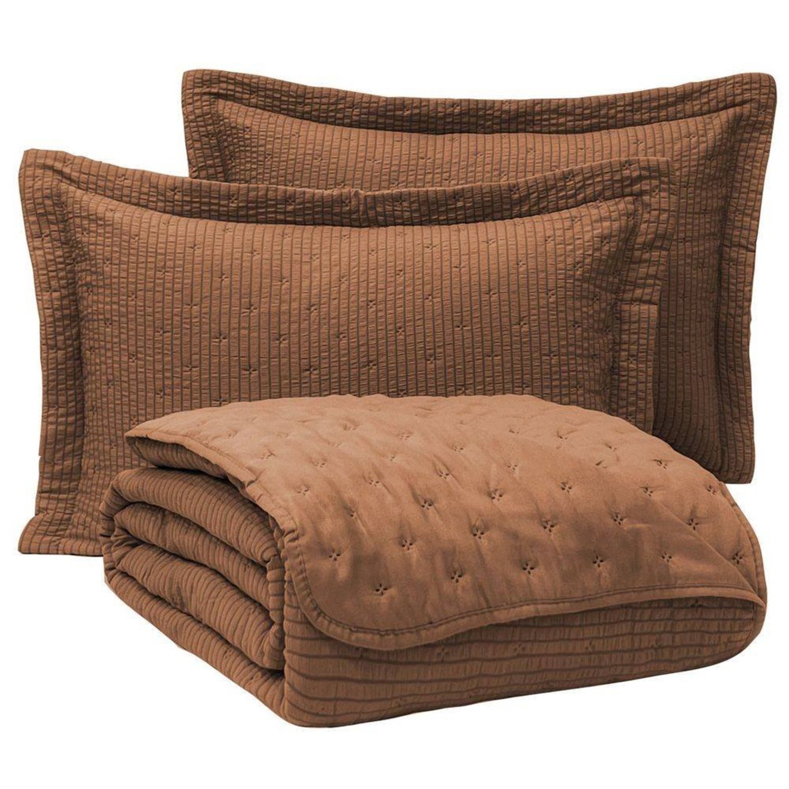 Cobre Leito Casal Casa Modelo Enxovais Micropercal 300 Fios Dupla Face Texturizado Analu 3 Peças Castanho
