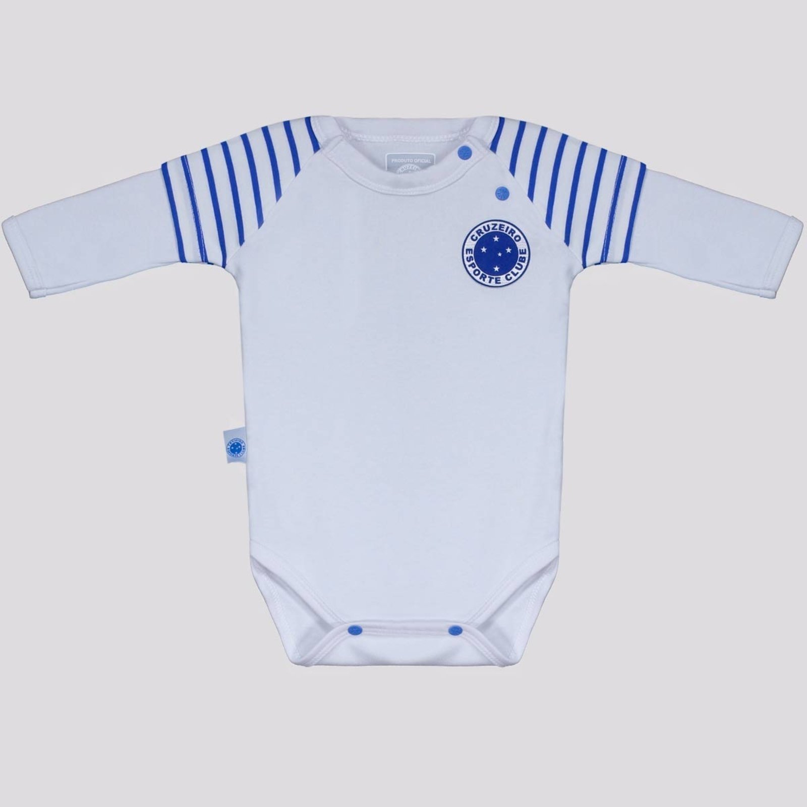 Body Cruzeiro Manga Longa Branco e Azul