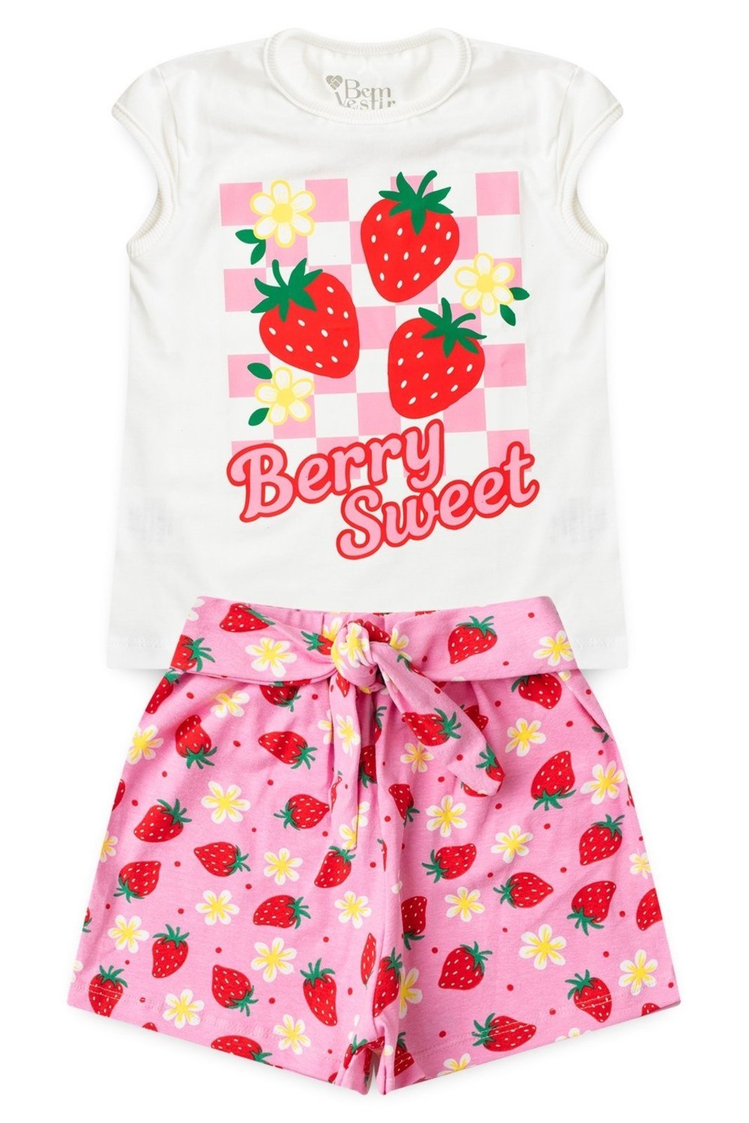 Vista 2 Infantil - Conjunto Bem Vestir Feminino Morangos Off White rosa white BEM VESTIR rosa white
