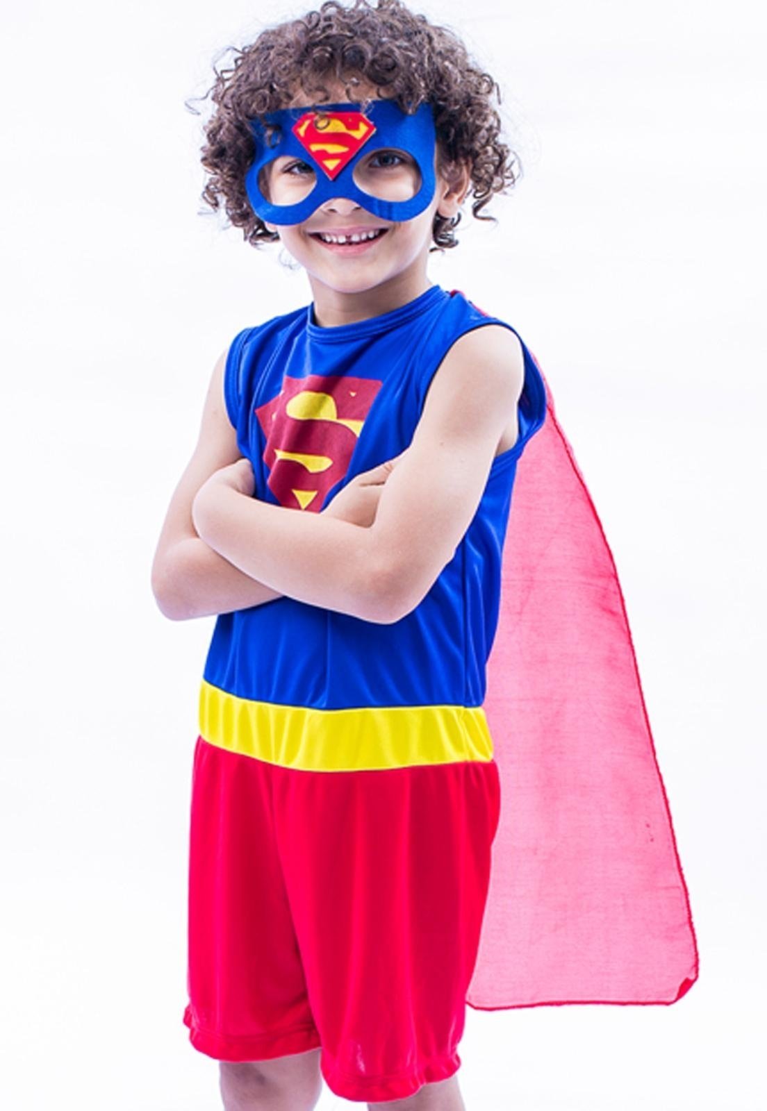 Vista 2 Infantil - Fantasia SuperMan Douvelin Precoce vermelho Precoce vermelho