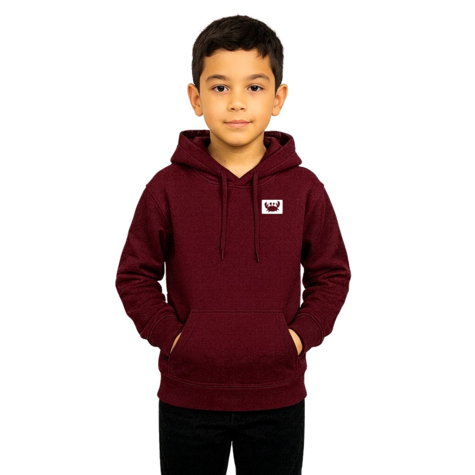 Infantil - Blusa de Moletom Liso Relaxado Canguru Com Capuz Macio Quente