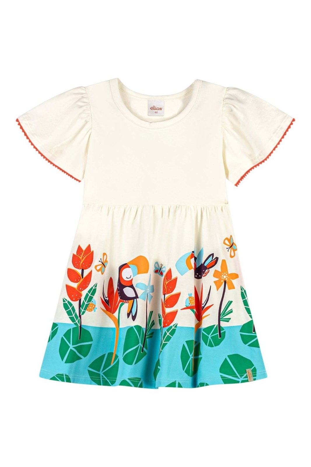 Infantil - Vestido Menina Cantarim Tropical Elian Bege