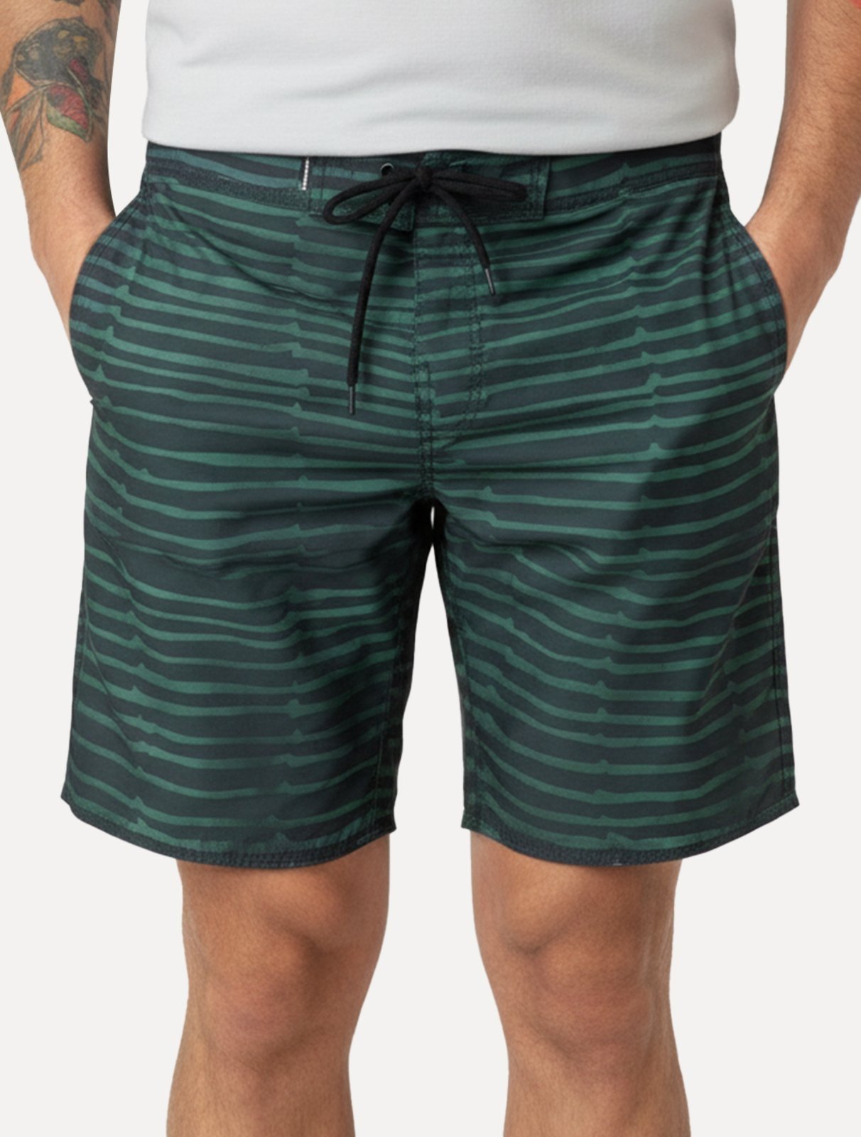 Bermuda Calvin Klein Swimwear D’Água Masculina Green Lines Preta