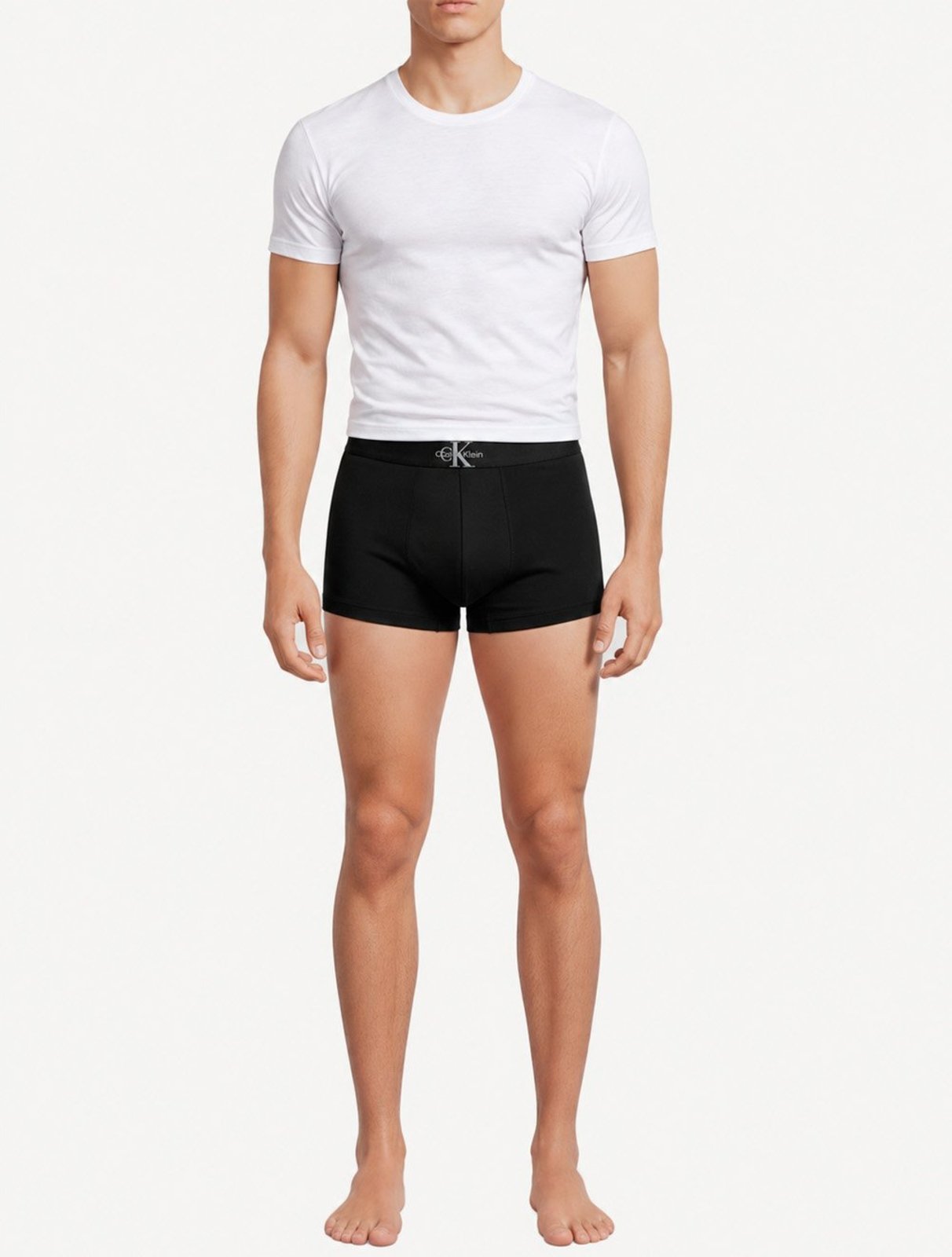 Cueca Calvin Klein Low Rise Trunk Cotton New Re Issue Blue Logo Preta