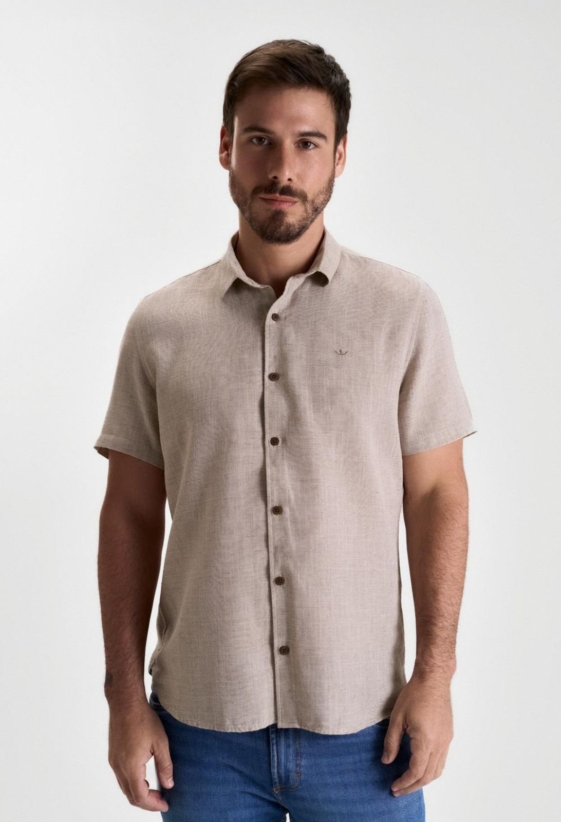 CAMISA DOCTHOS SLIM MANGA CURTA LISA CAMISA DOCTHOS SLIM MANGA CURTA LISA 009 MARROM CLARO GG