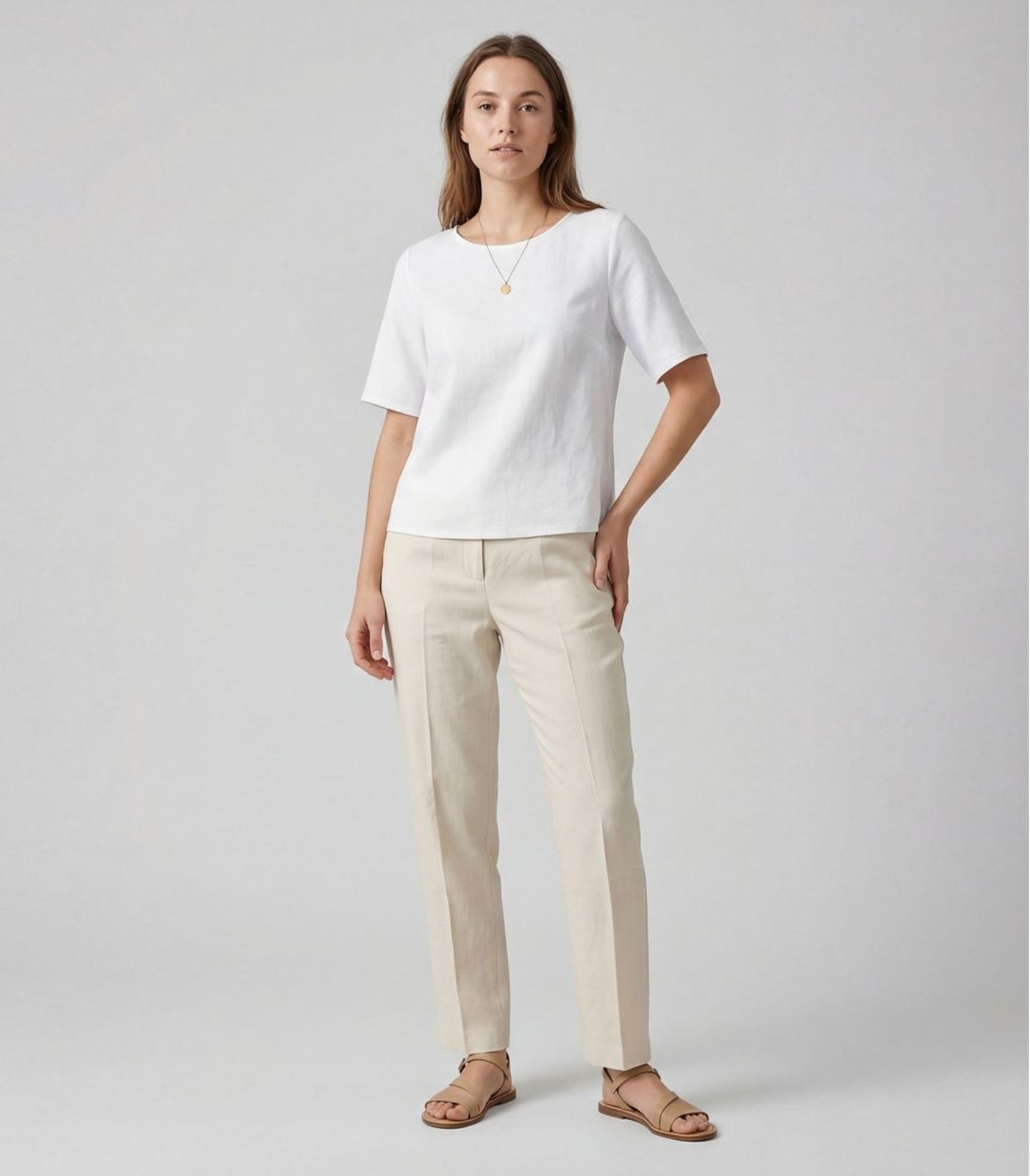 Vista 2 Blusa Cropped Feminina Em Viscose Infinita Cor bege INFINITA COR bege
