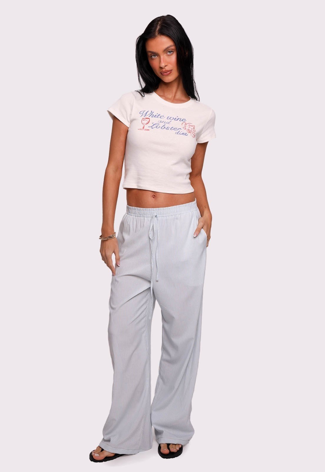 calça listrada azul celeste Listrado Azul