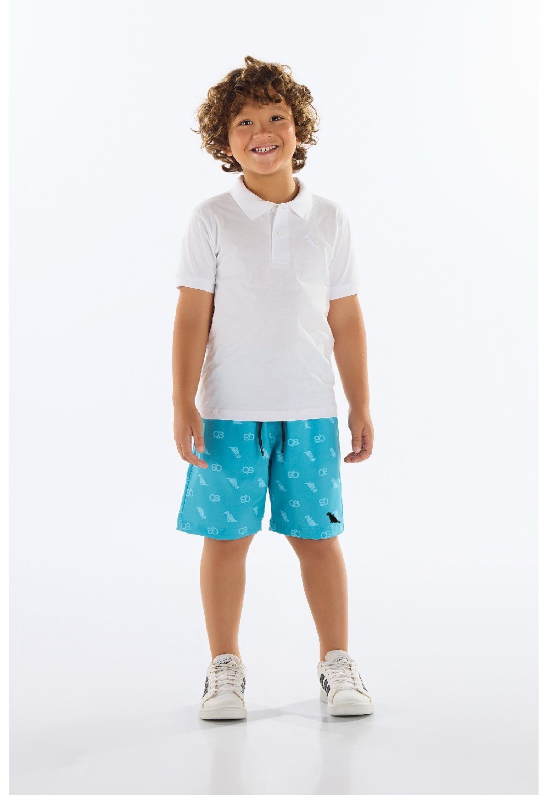Vista 2 Infantil - Bermuda Menino em Microfibra Quimby azul Quimby azul