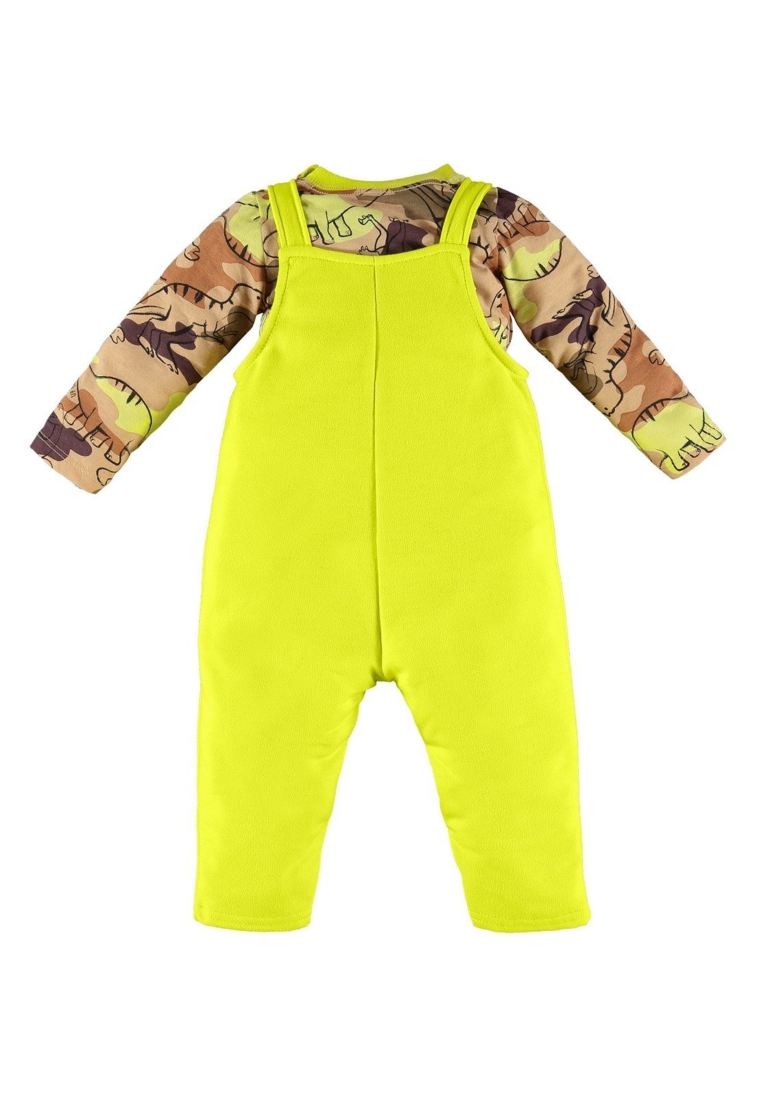 Vista 3 Infantil - Conjunto para Menino com Jardineira e Body Manga Longa Up Baby marrom Up Baby marrom