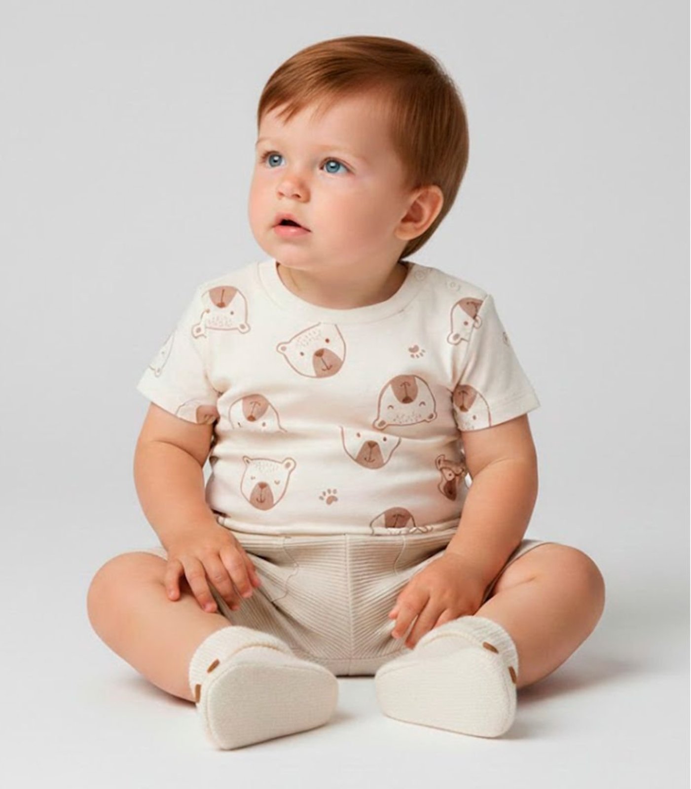Infantil - Conjunto Camiseta e Bermuda Trick Nick Bege