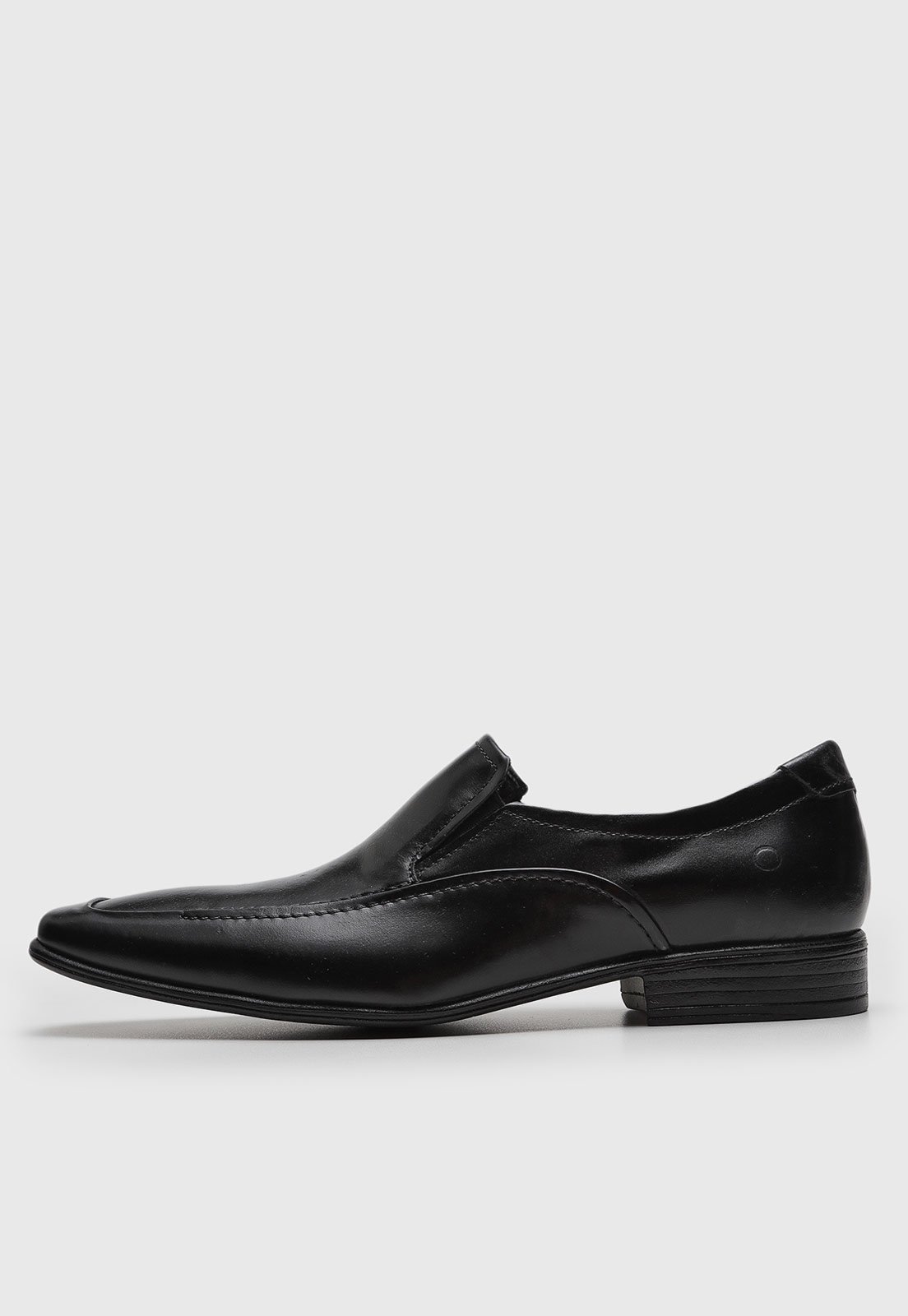 Sapato de Couro Social Democrata Liso Preto