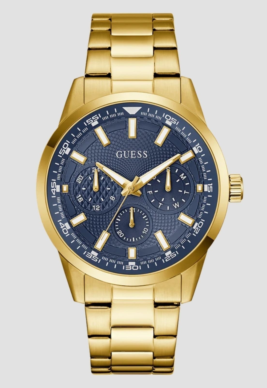 Relógio Guess Redondo Analógico Aço Azul e Dourado