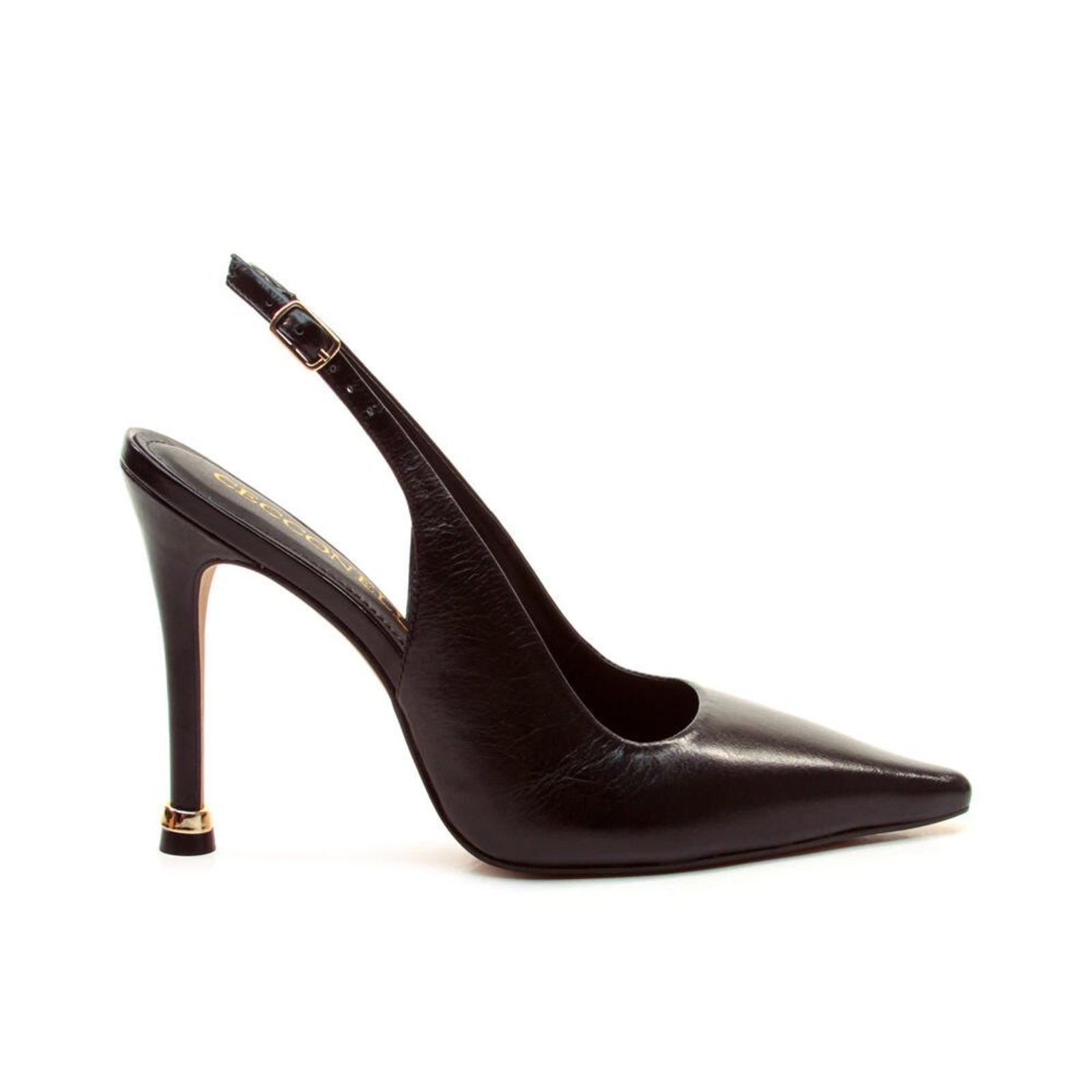 Slingback Couro Preto Salto Alto Cecconello 2938001-12