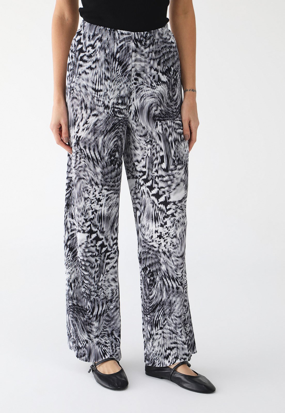 Calça TOPSHOP Reta Plissada Off-White