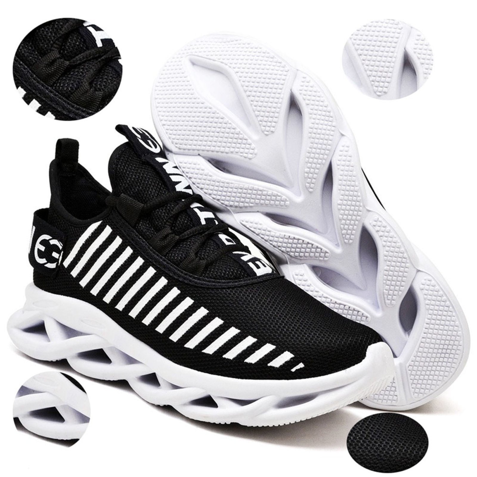 Tênis Easy Style Feminino Evoltenn Solado Trançado Moderno Preto Branco