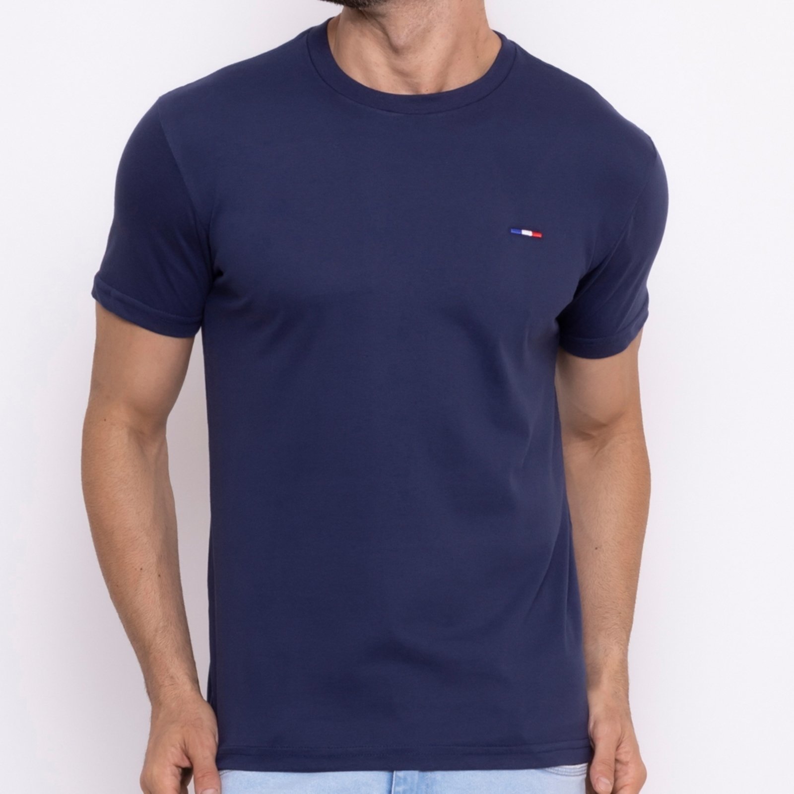 Camiseta França Premium Básica Alta Costura Masculina Azul Marinho