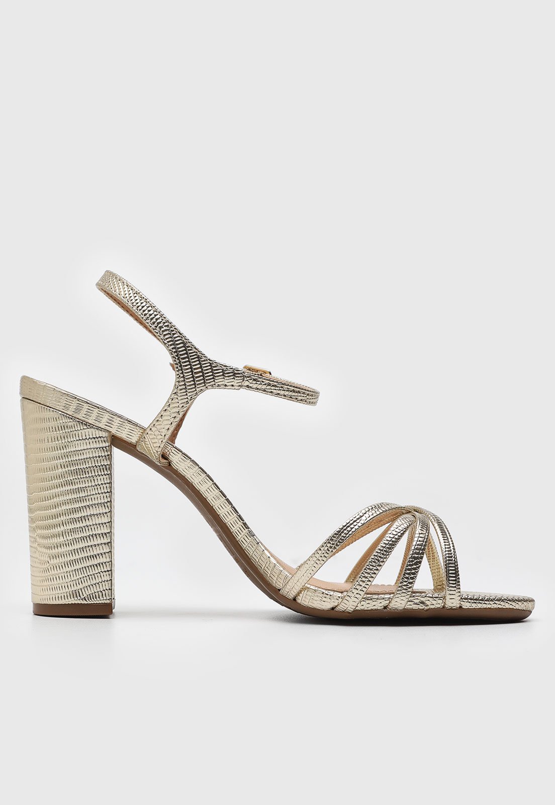 Vista 3 Sandália Feminina Arezzo Tiras Dourada dourado Arezzo dourado