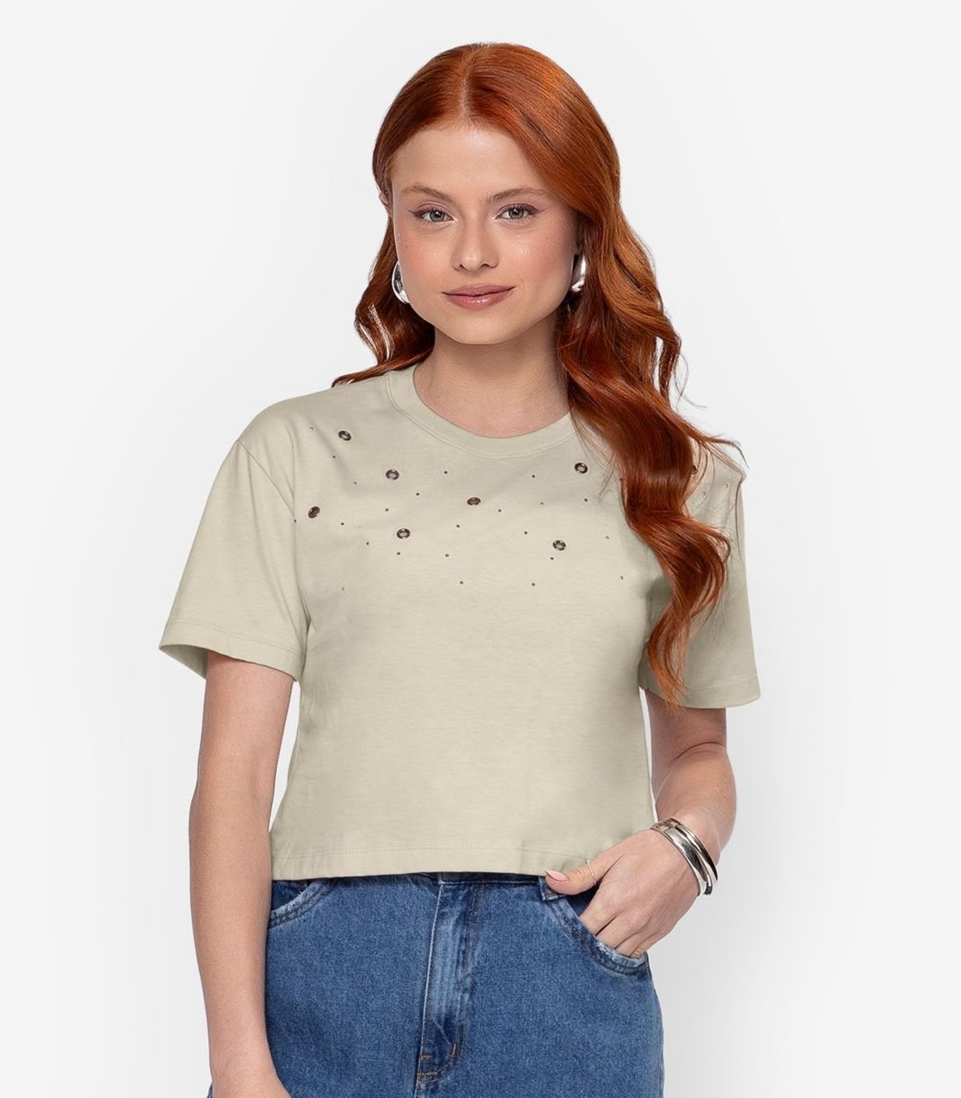 Infantil – T- Shirt Meia Malha Feminina Minty Bege