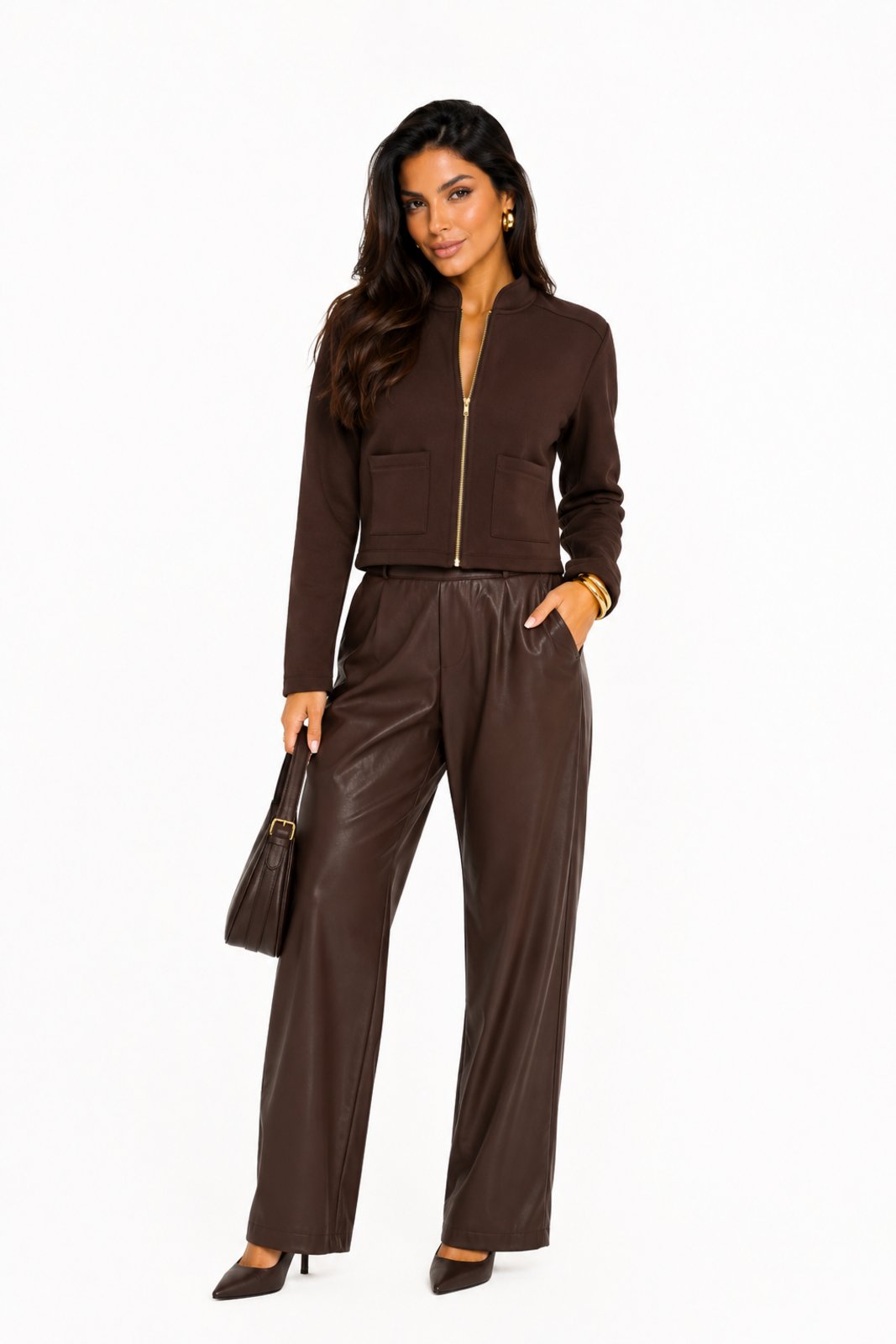 Jaqueta Feminina D Bell Outlet Fashion Marrom