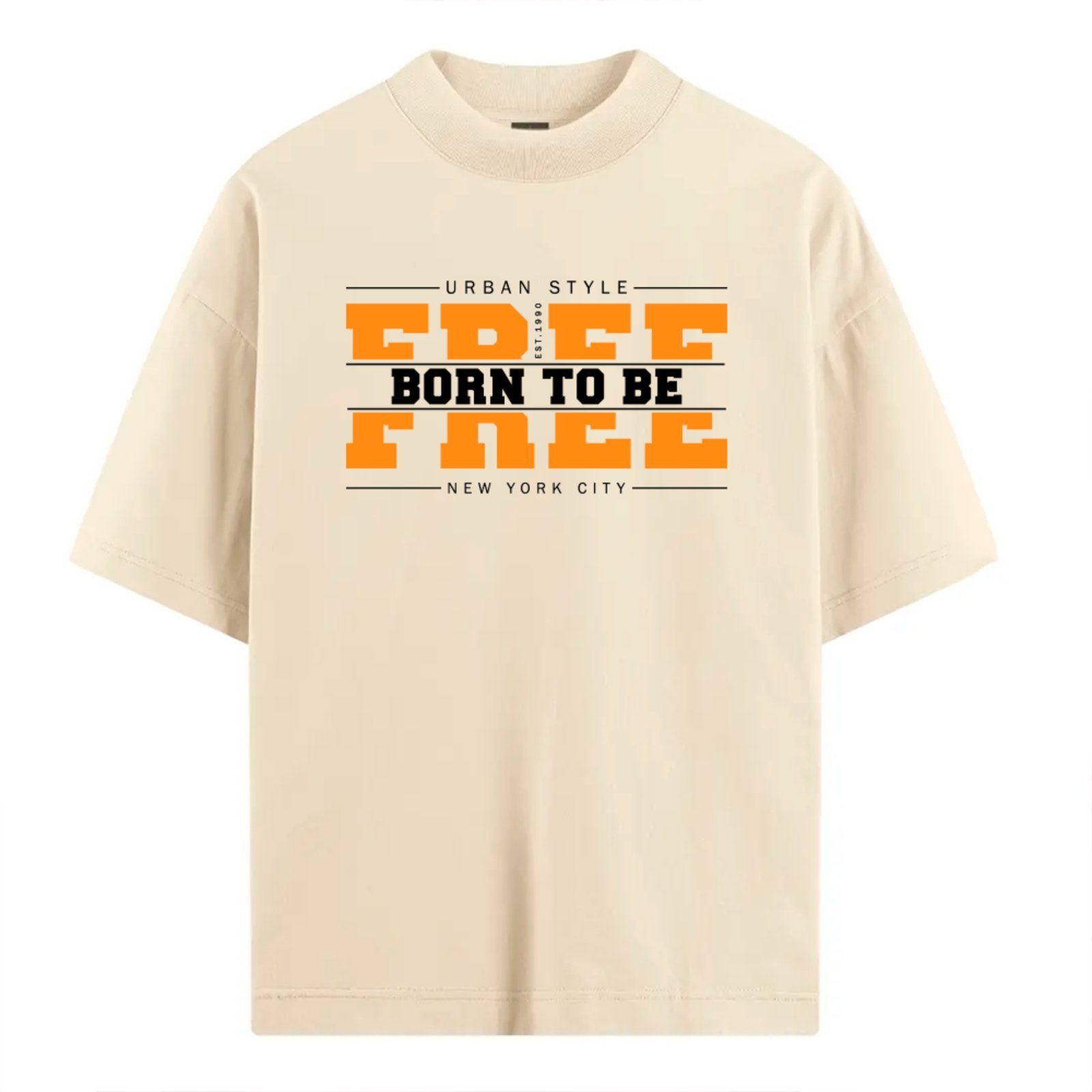 Camiseta Ousy Unissex Urban Style Born To Be Free Básica Off White
