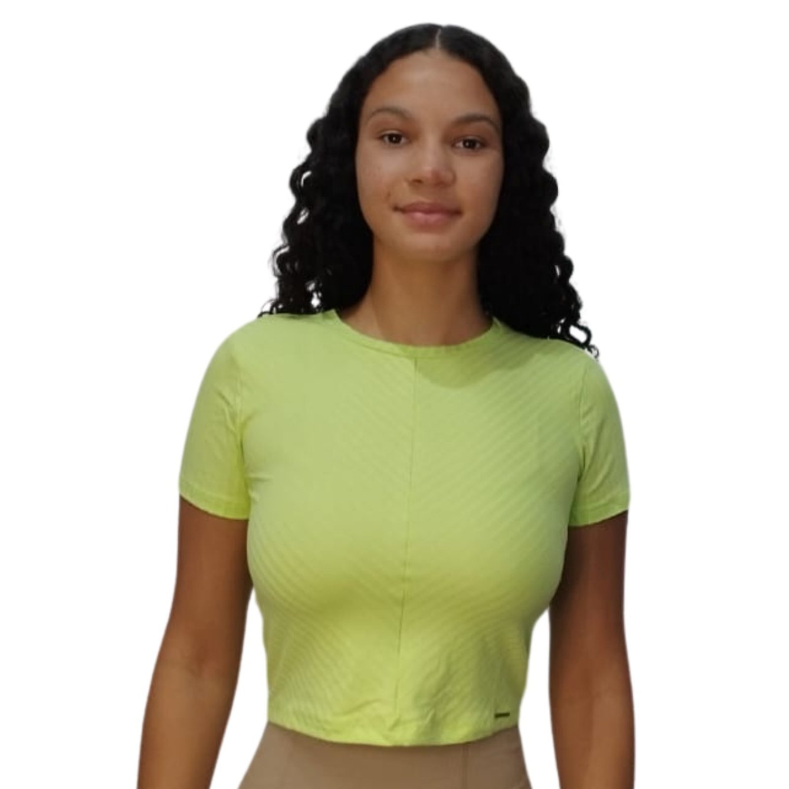Vista 2 Blusa Cropped Canelada Lunender verde Lunender verde