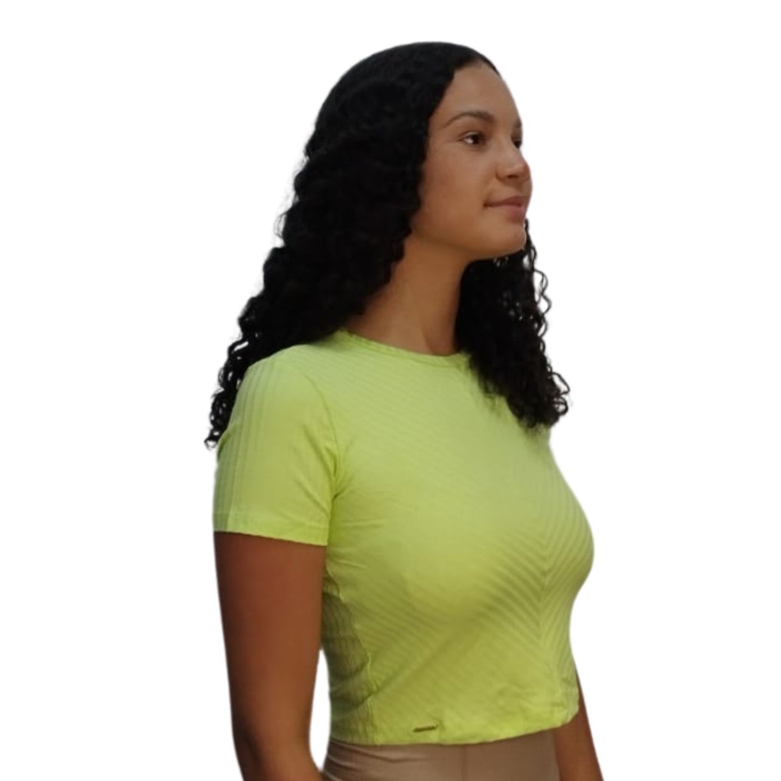 Vista 3 Blusa Cropped Canelada Lunender verde Lunender verde