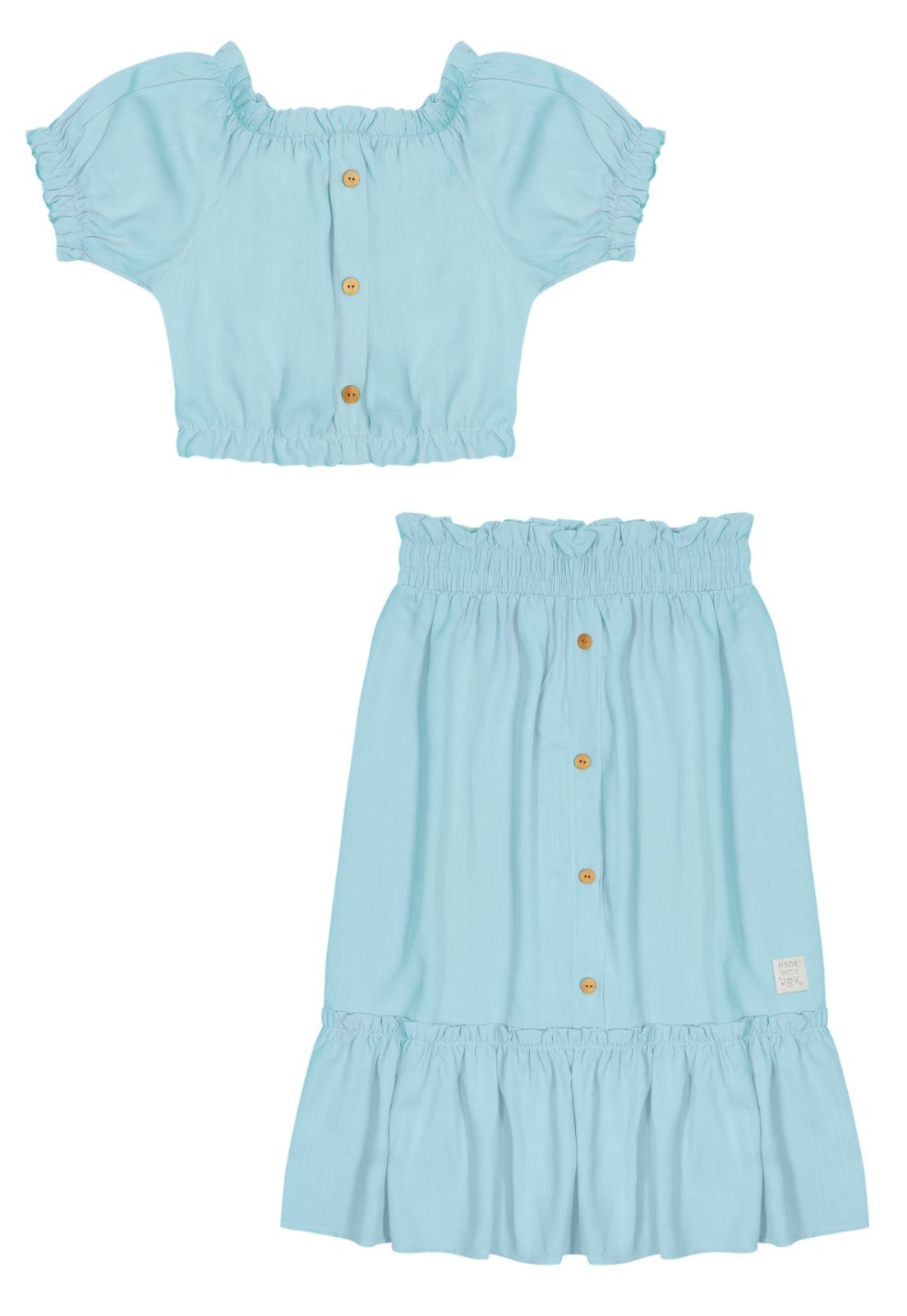 Vista 2 Infantil - Conjunto Blusa E Saia Monocromático Catavento Nina Go azul Nina Go azul