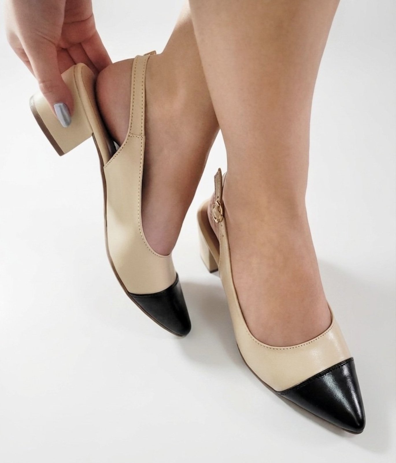Scarpin Salto Médio Giovanna da Mata Bico Fino Slingback Elegante Confortável Biqueira