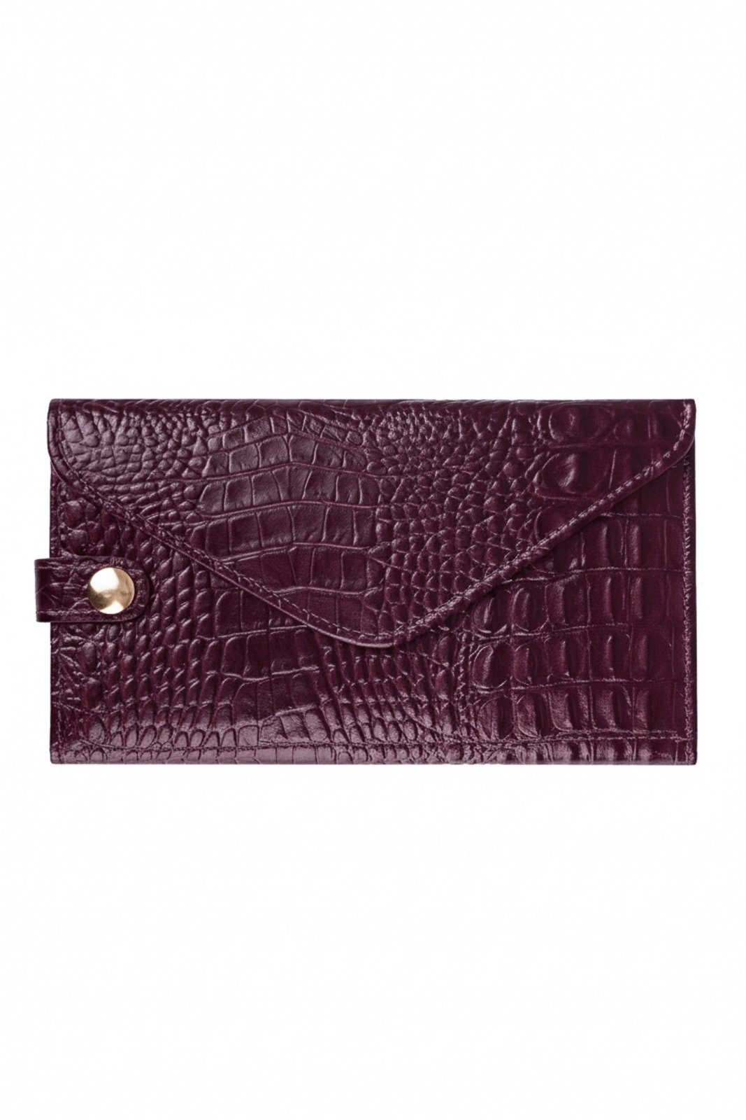 Carteira feminina de couro croco Clara 10,5x19cm – Marsala