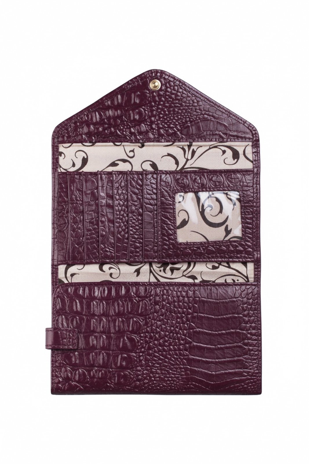 Vista 3 Carteira feminina de couro croco Clara 10,5x19cm - Marsala Andrea Vinci preto Andrea Vinci preto