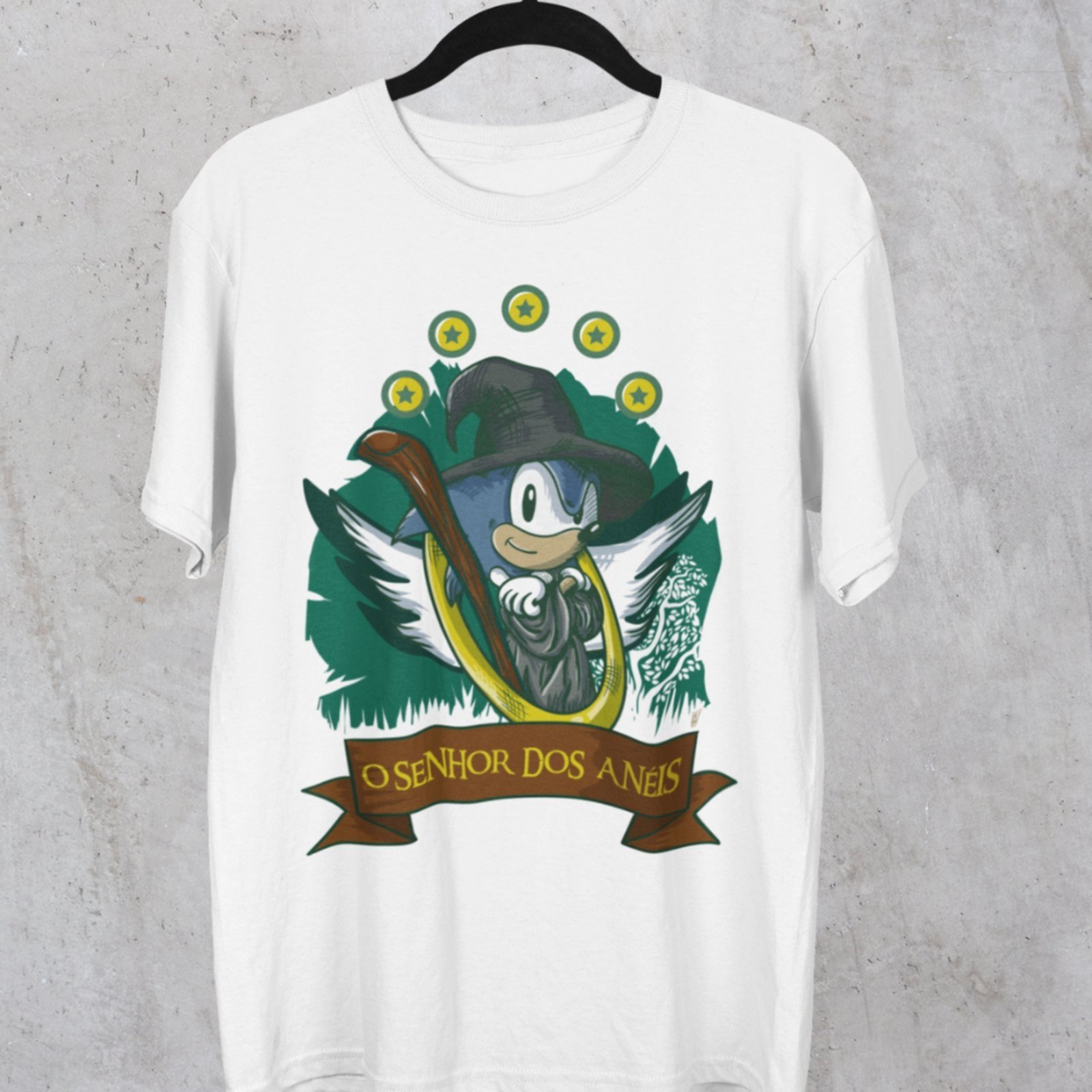 Camiseta Masculina Estampada Algodão Verão Personagens Sonic Senhor dos Anéis