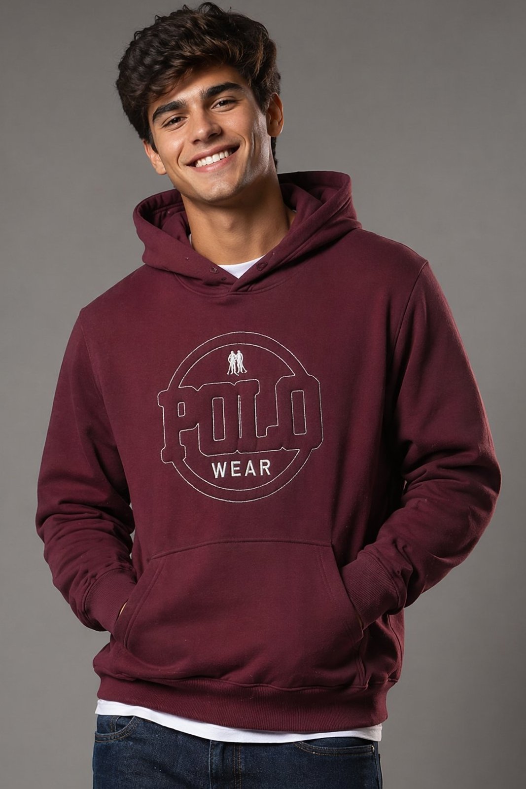 Blusa Moletom Canguru Puff Polo Wear Vinho