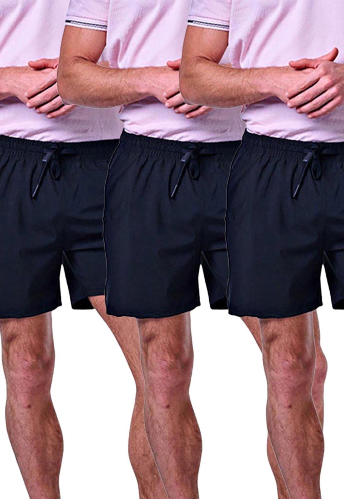 Kit 3 Shorts Esportivos Masculinos Preto