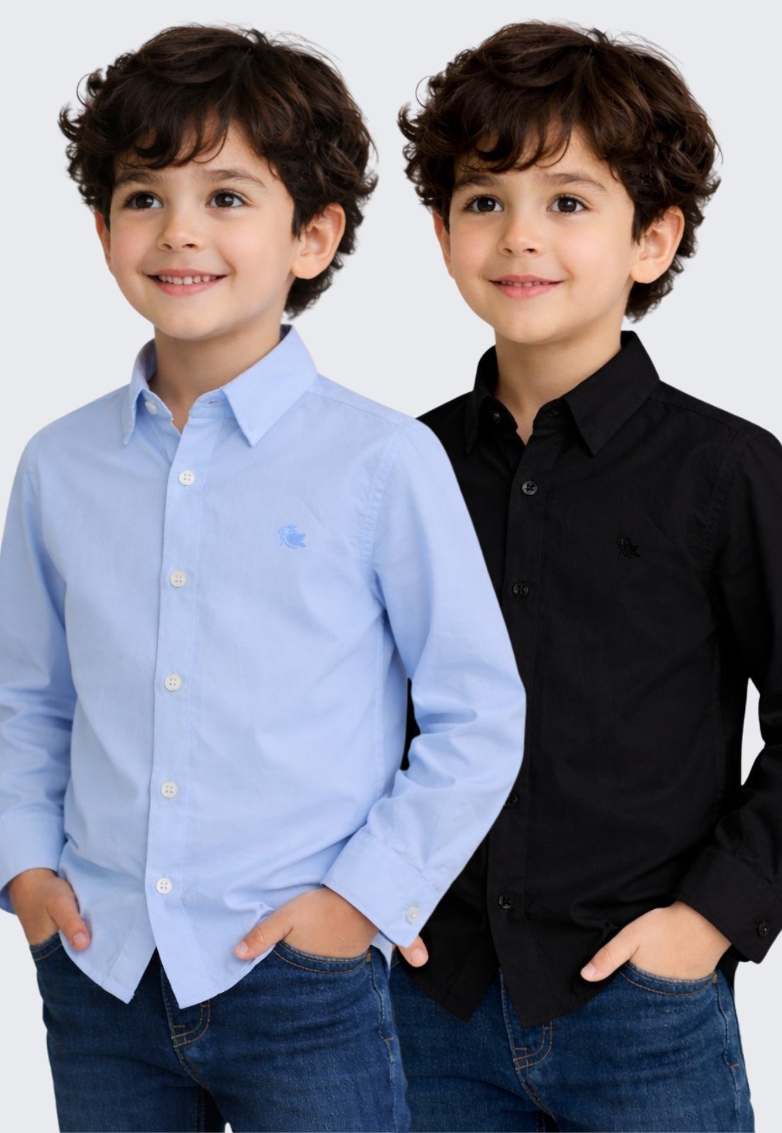 Infantil - Kit 2 Camisa Social Menino Daze Modas Preto e Azul