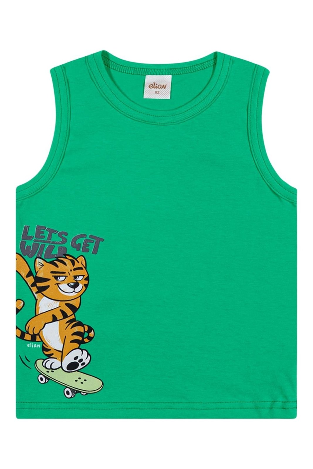 Infantil - Regata Menino Estampa Tigre Elian Verde