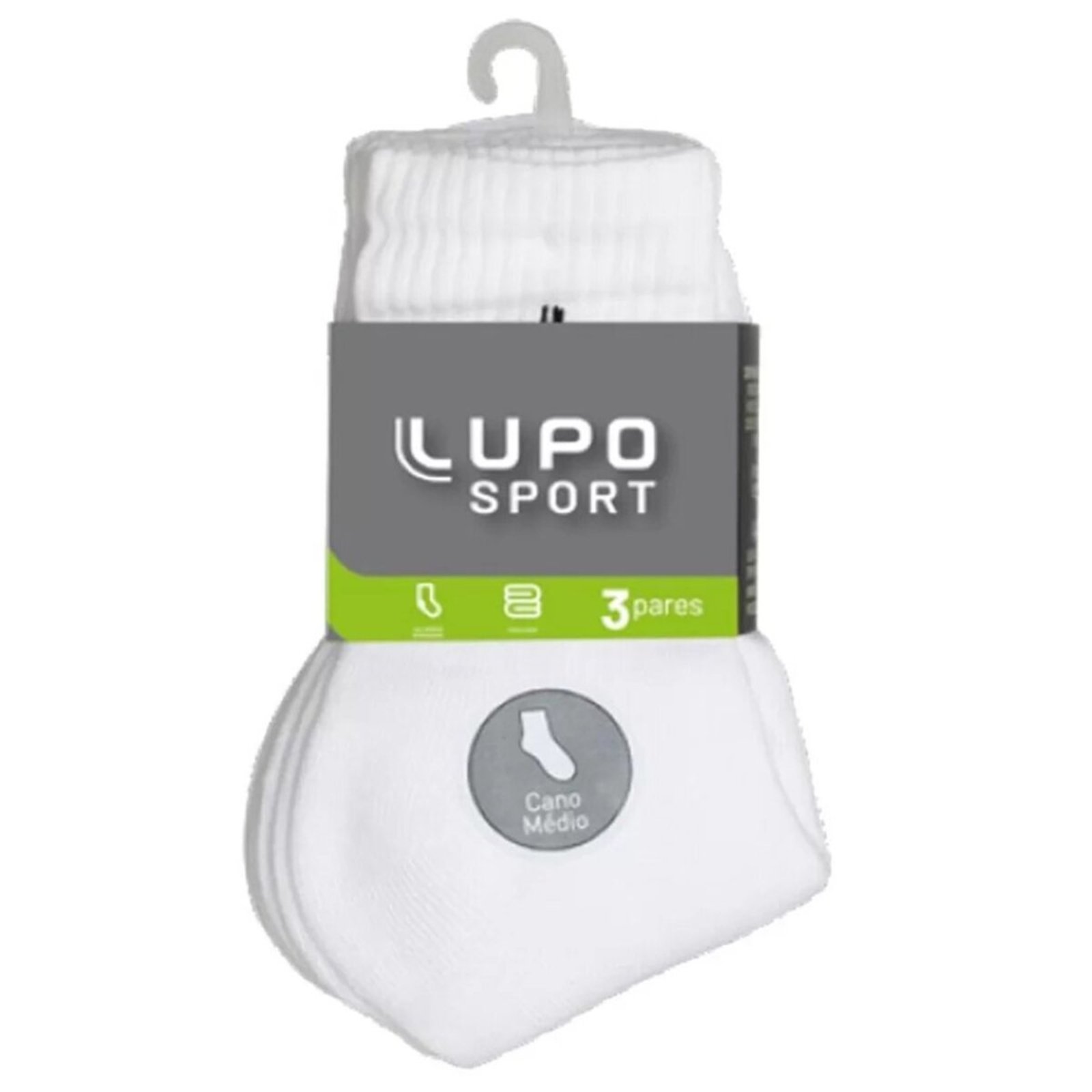 Vista 3 Kit Com 3 Pares de Meia Cano Médio Lupo Sport cinza Lupo cinza