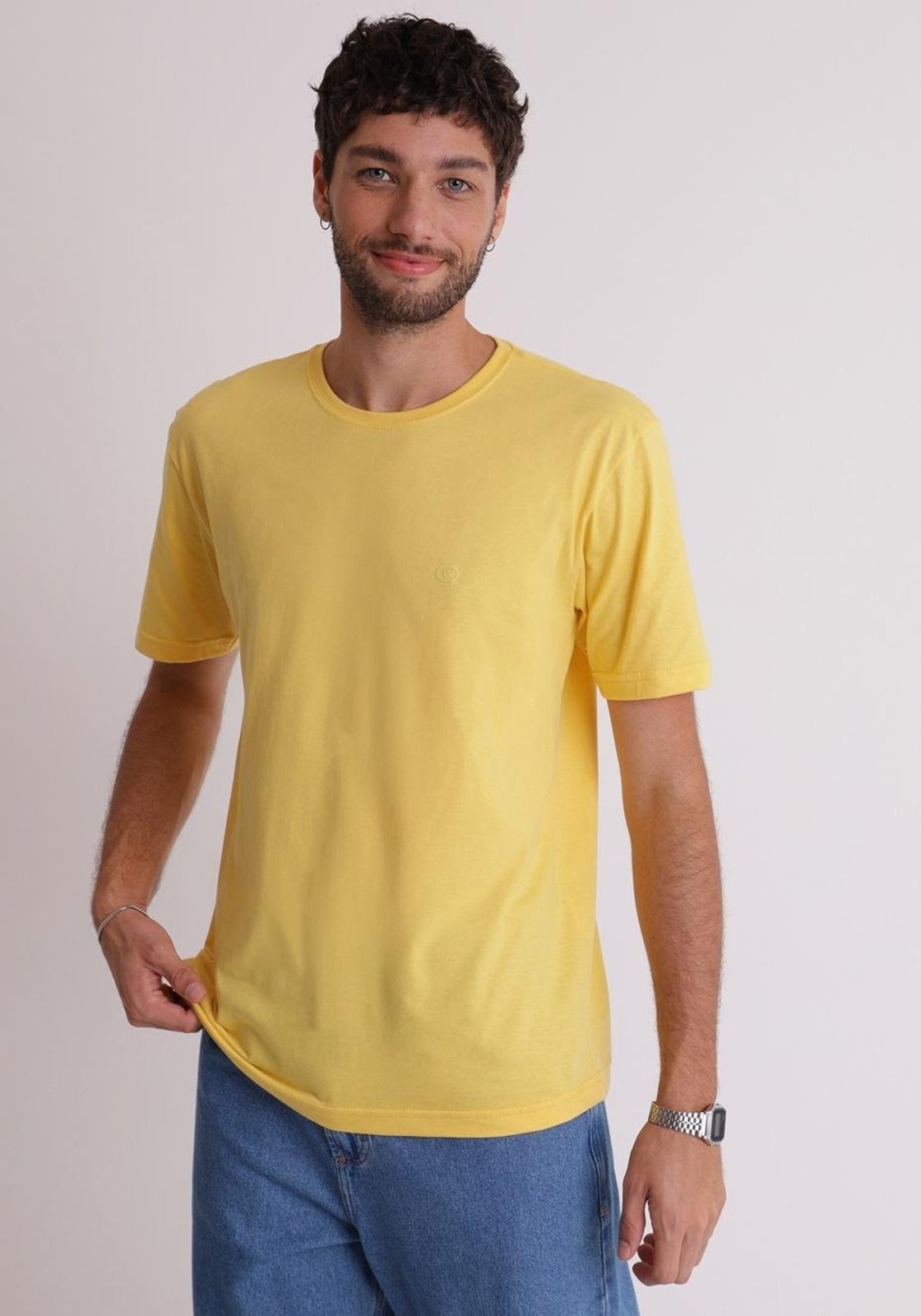Camiseta básica amarela Gang 100% algodão qualidade conforto