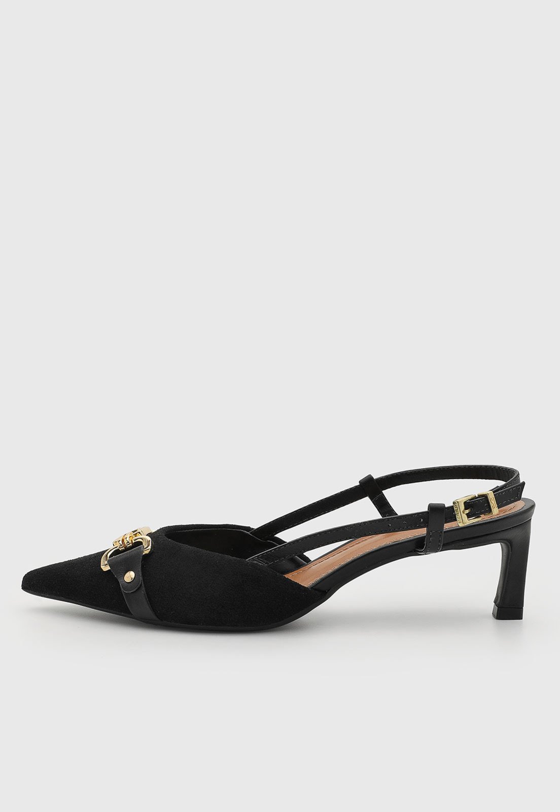 Scarpin Feminino Santa Lolla Couro Salto Baixo Preto