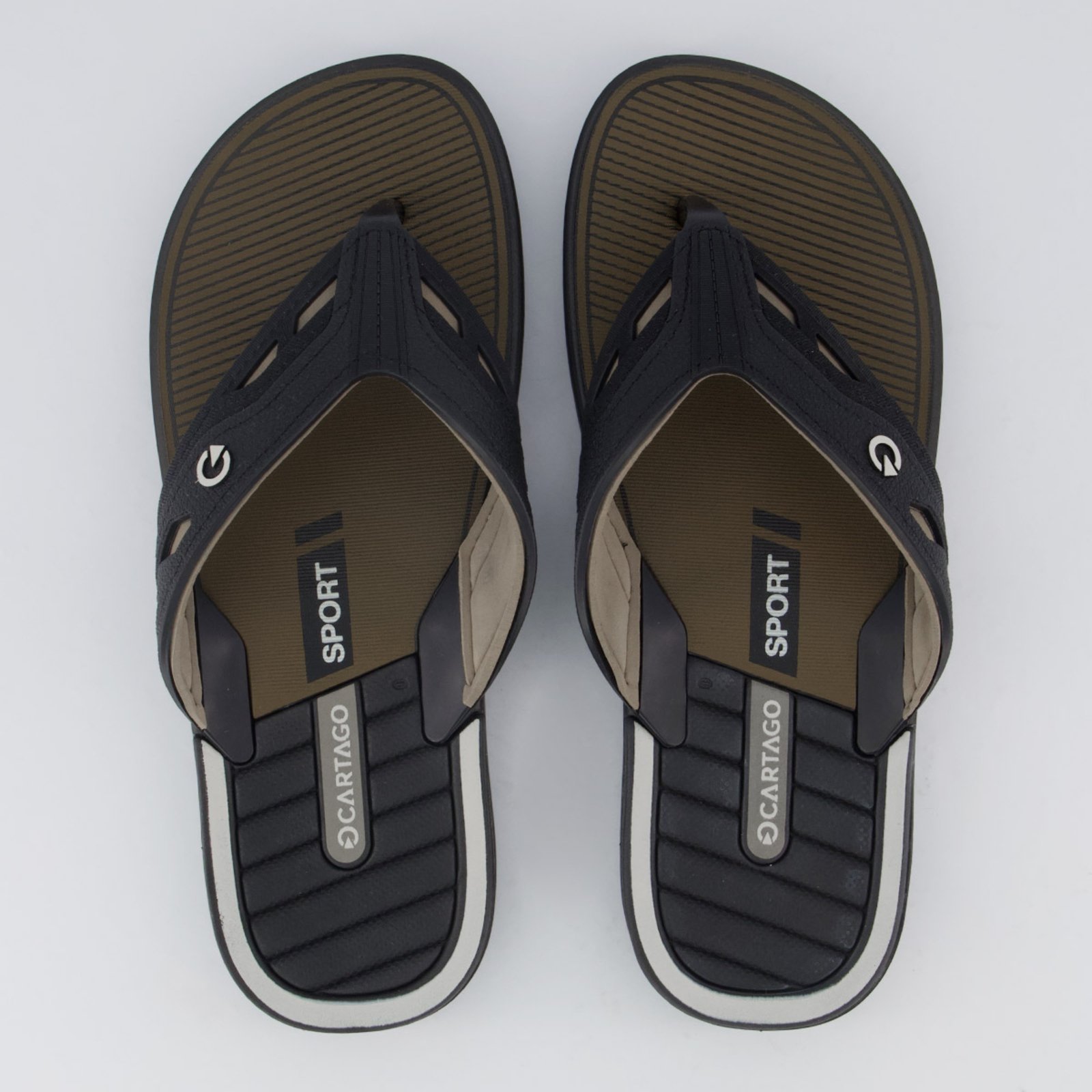 Chinelo Cartago Dallas Preto e Bege