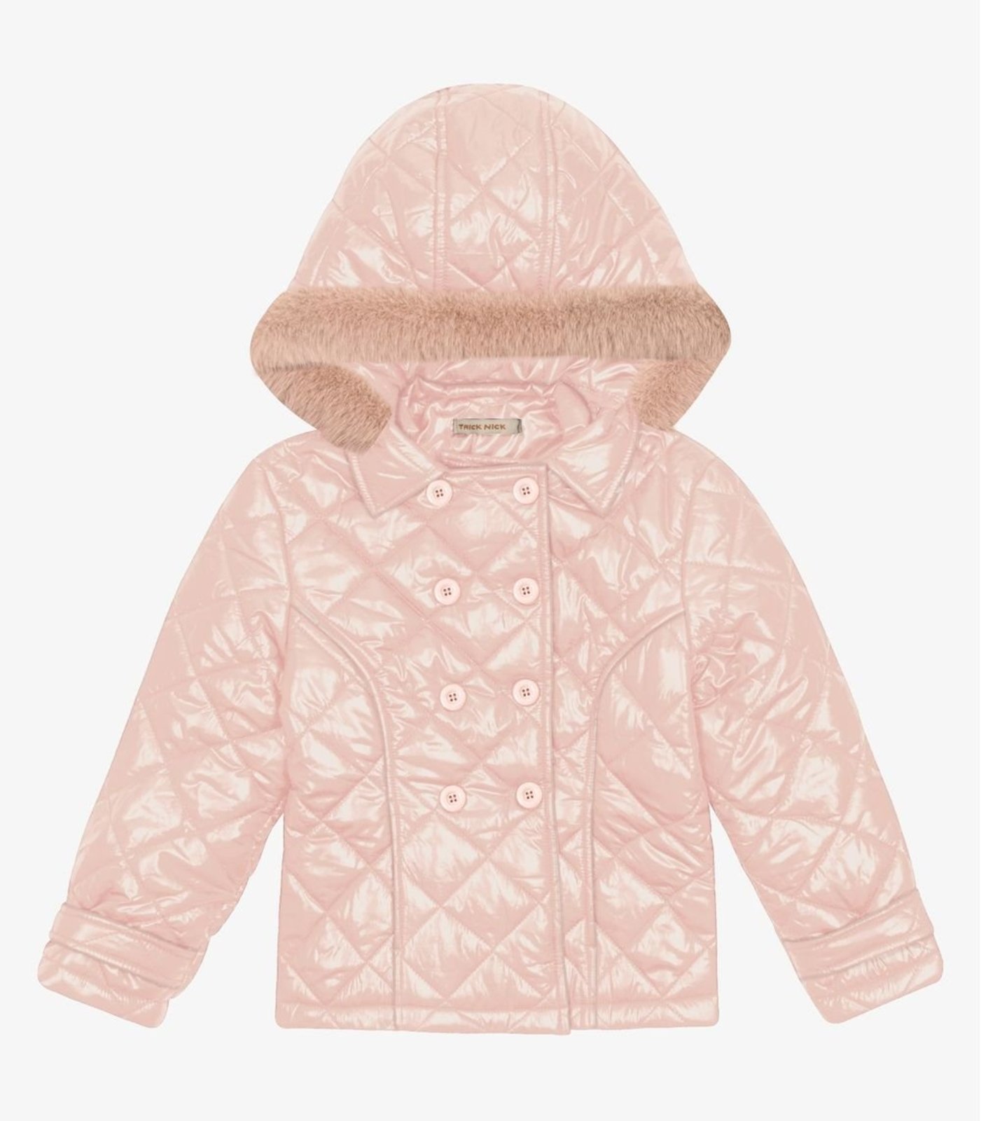 Infantil - Jaqueta Puffer com Capuz Feminino Trick Nick Rosa
