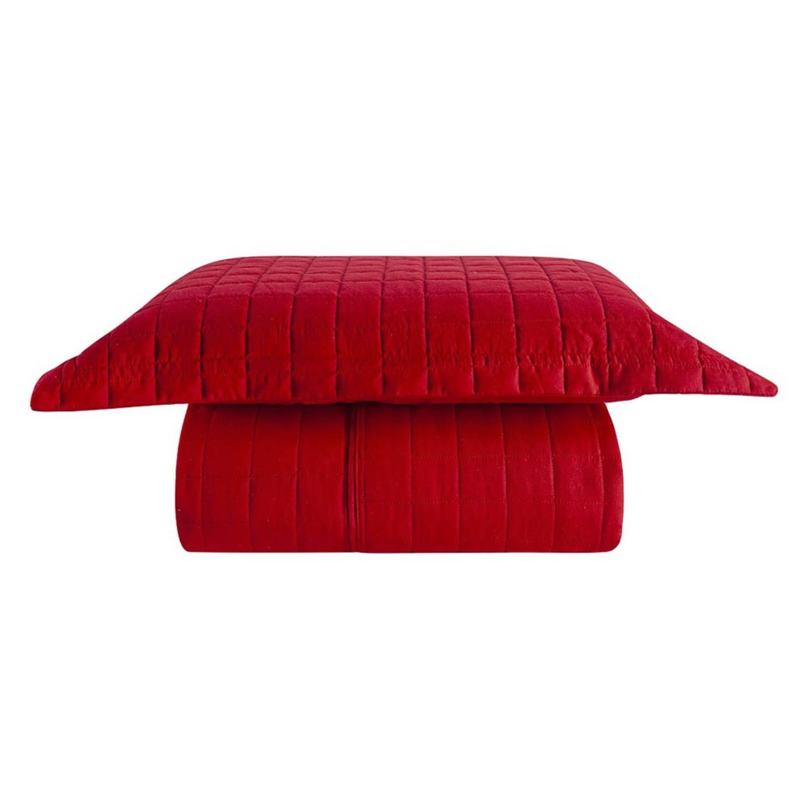Kit Cobre Leito Milano Solteiro Micropercal 300 Fios Matelado Colcha 2 Peças Vermelho