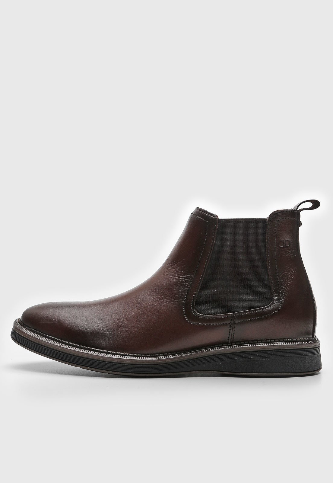Bota de Couro Chelsea Democrata Recortes Café