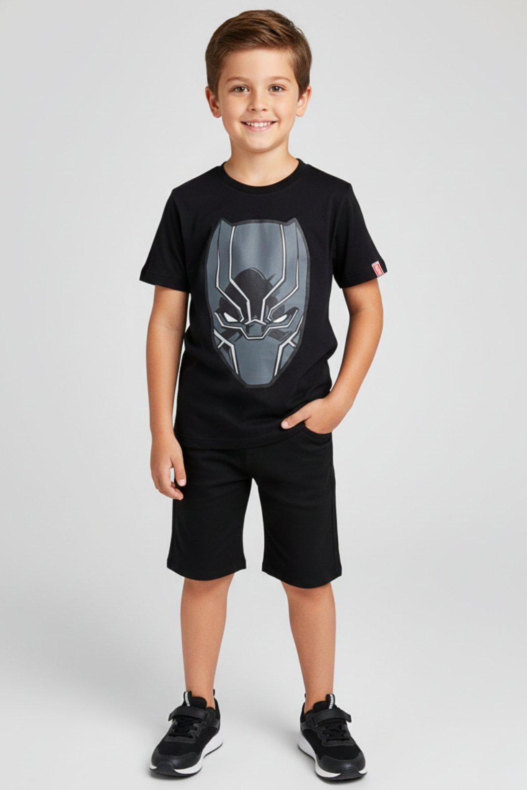 Vista 2 Infantil - Camiseta Disney Masculino Pantera Negra Marvel preto Marvel preto