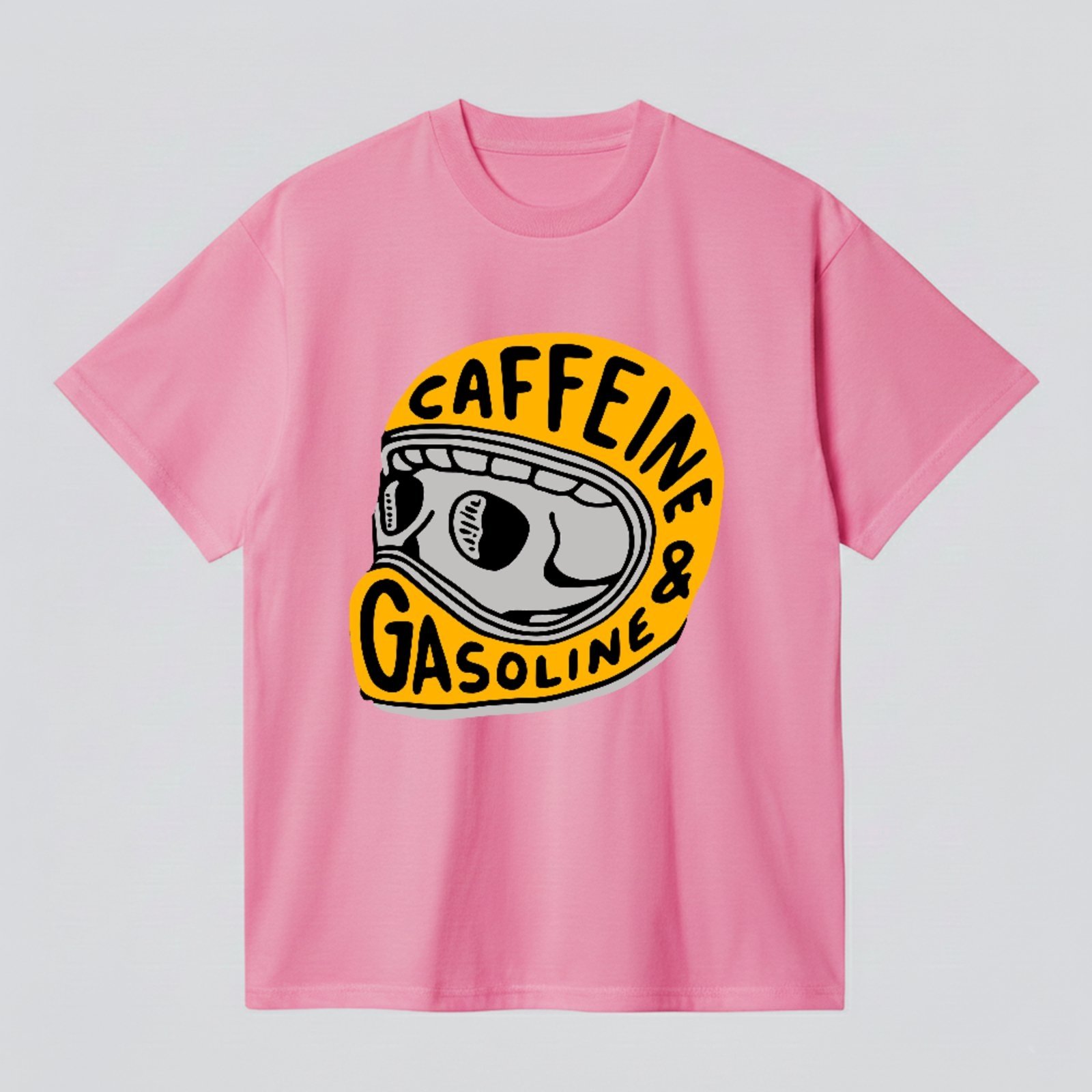 Camiseta Básica Café e Gasolina Motoqueiro Vintage Style Rosa