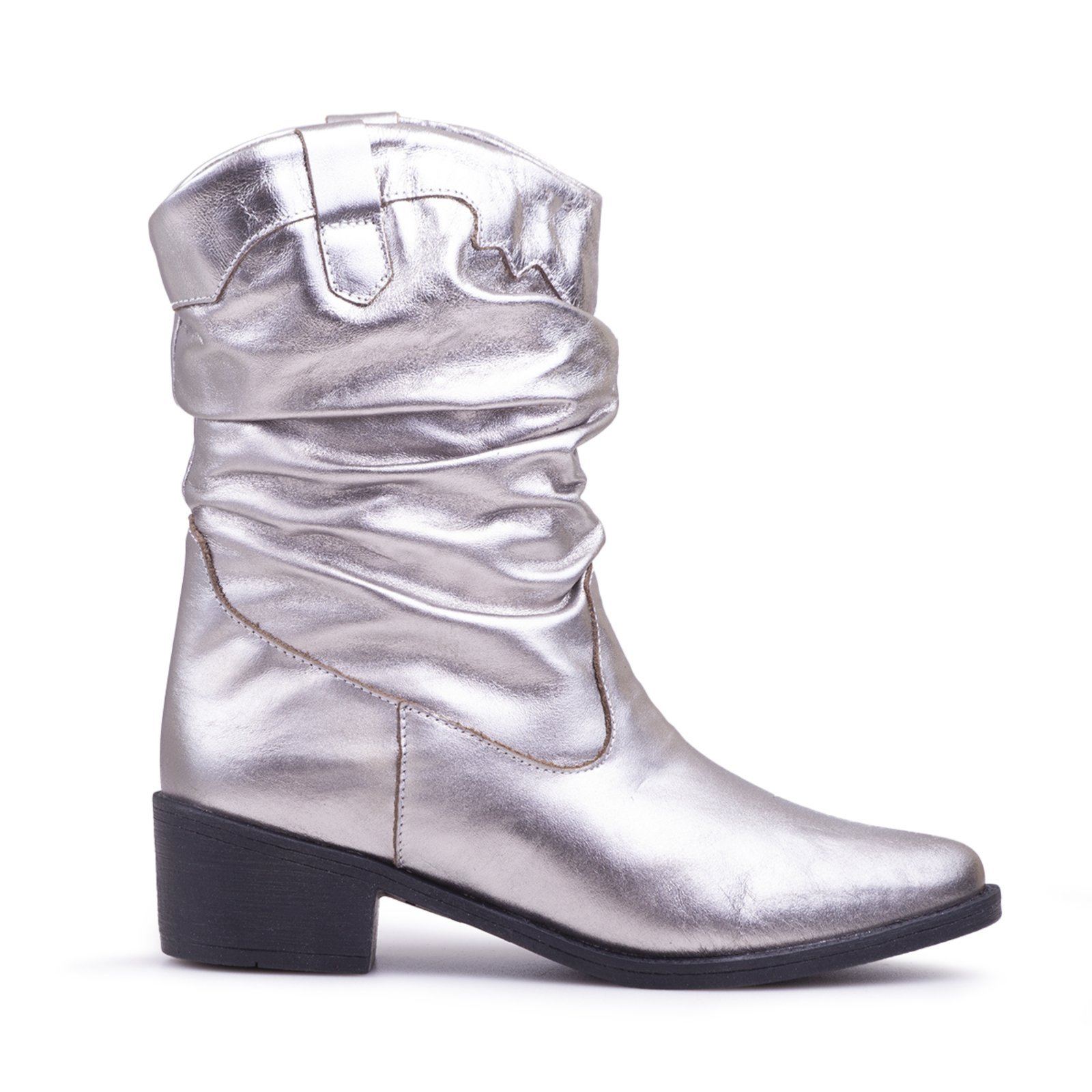 Bota Couro Via Miss Western Cowgirl Prata
