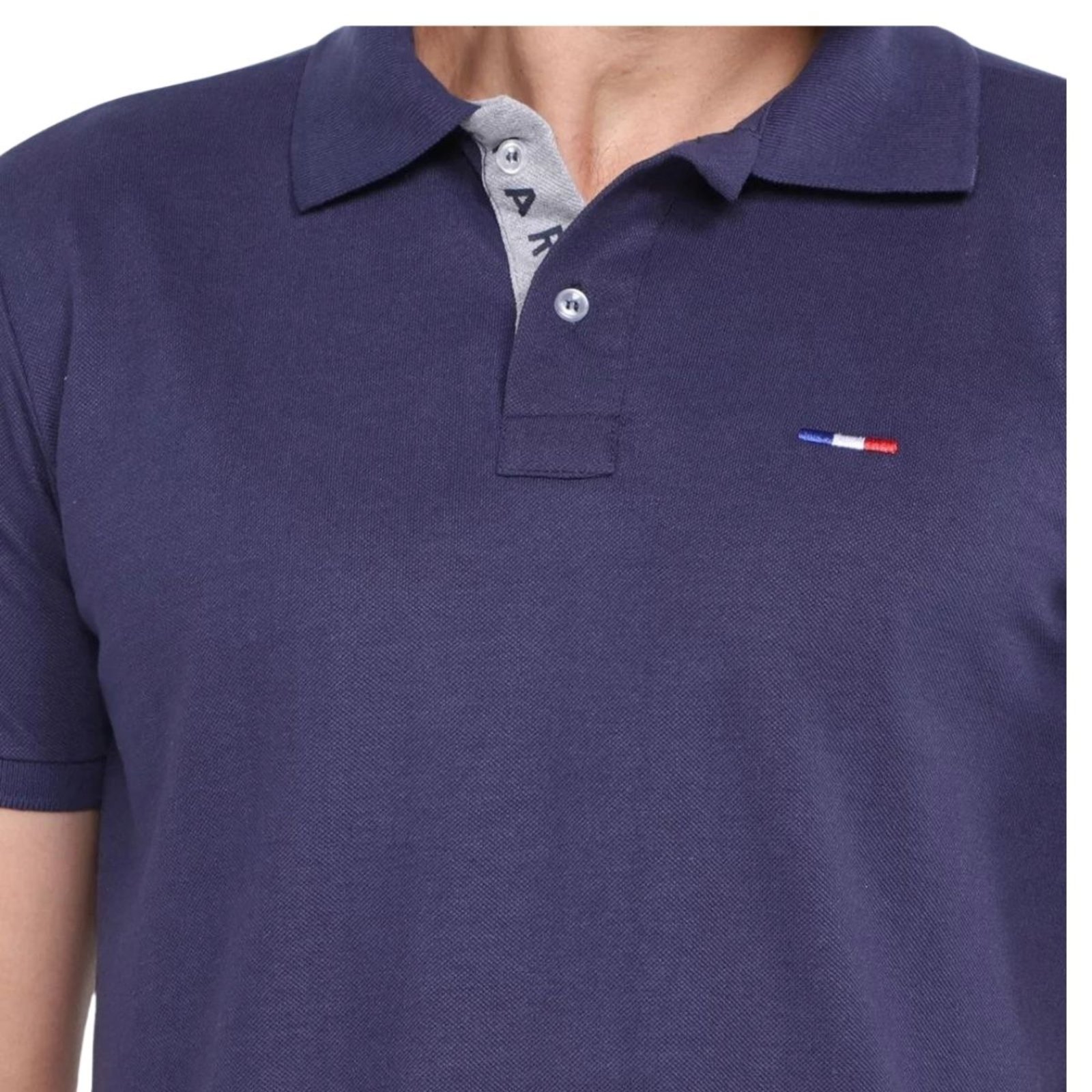 Vista 3 Kit 2 Polos Masculina Básicas FMF e Marinho Piquet no Estilo Tommy Bordado França branco FMF branco